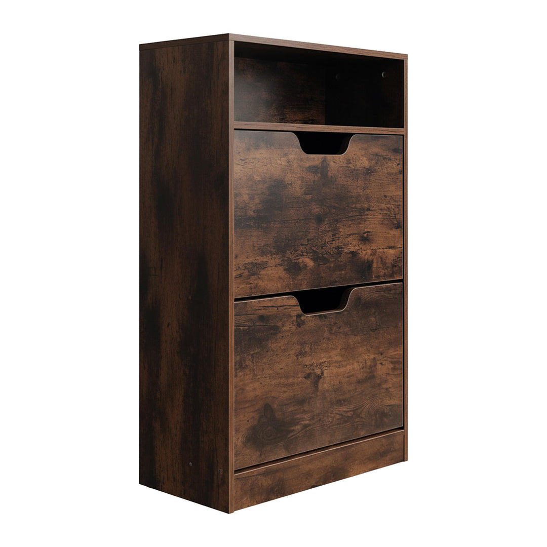 Relaxdays Schuhschrank mit Ablage, HBT: 102x60x24 cm, für 8 Paar, 2 Klappen, schmaler Schuhkipper, I