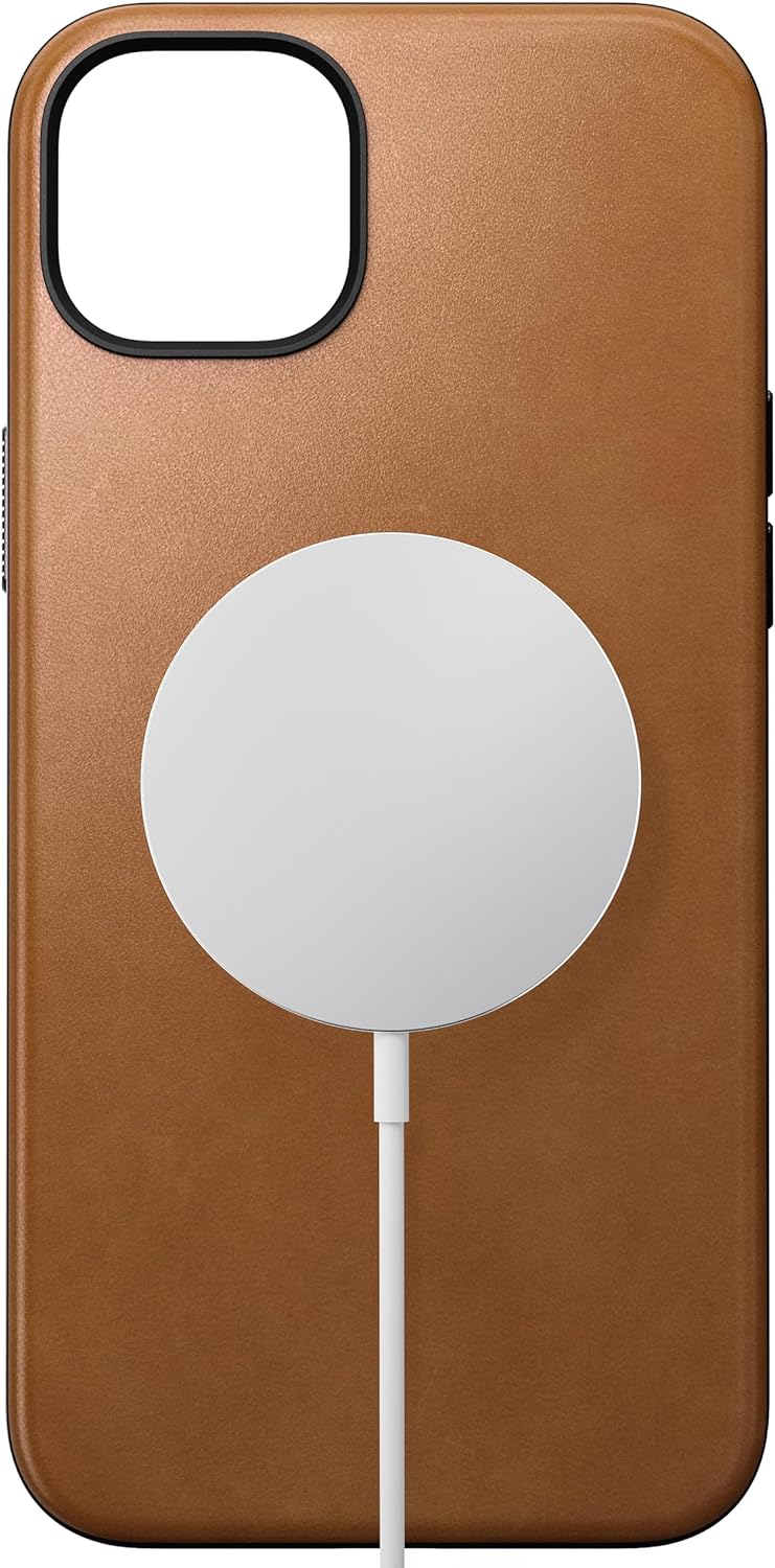 NOMAD Modern Leather Case | für iPhone 15 Plus | Schutzhülle aus Polycarbonat und hochwertigem Echtl