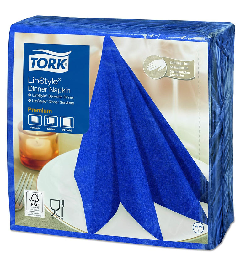 Tork 478856 Linstyle Premium Dinnerservietten Mitternachtsblau / Servietten stoffähnlich und saugfäh