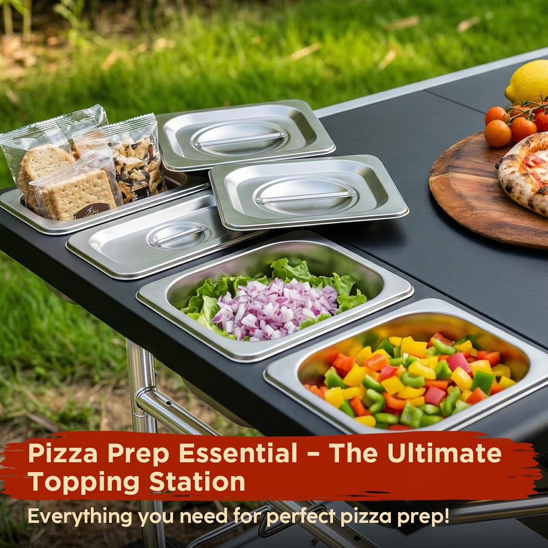Denmay 128 x 66 x 78cm Grillwagen für Weber Q Serie, Ninja Woodfire, Pizzaofen, Tischgrill, Pizzaofe