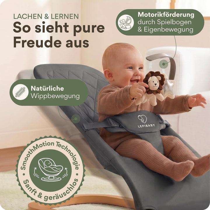 SamiBu Babywippe Faltbar &amp; Verstellbar | Baby Wippe Neugeborenen | Bouncer Newborn mit Spielbogen |