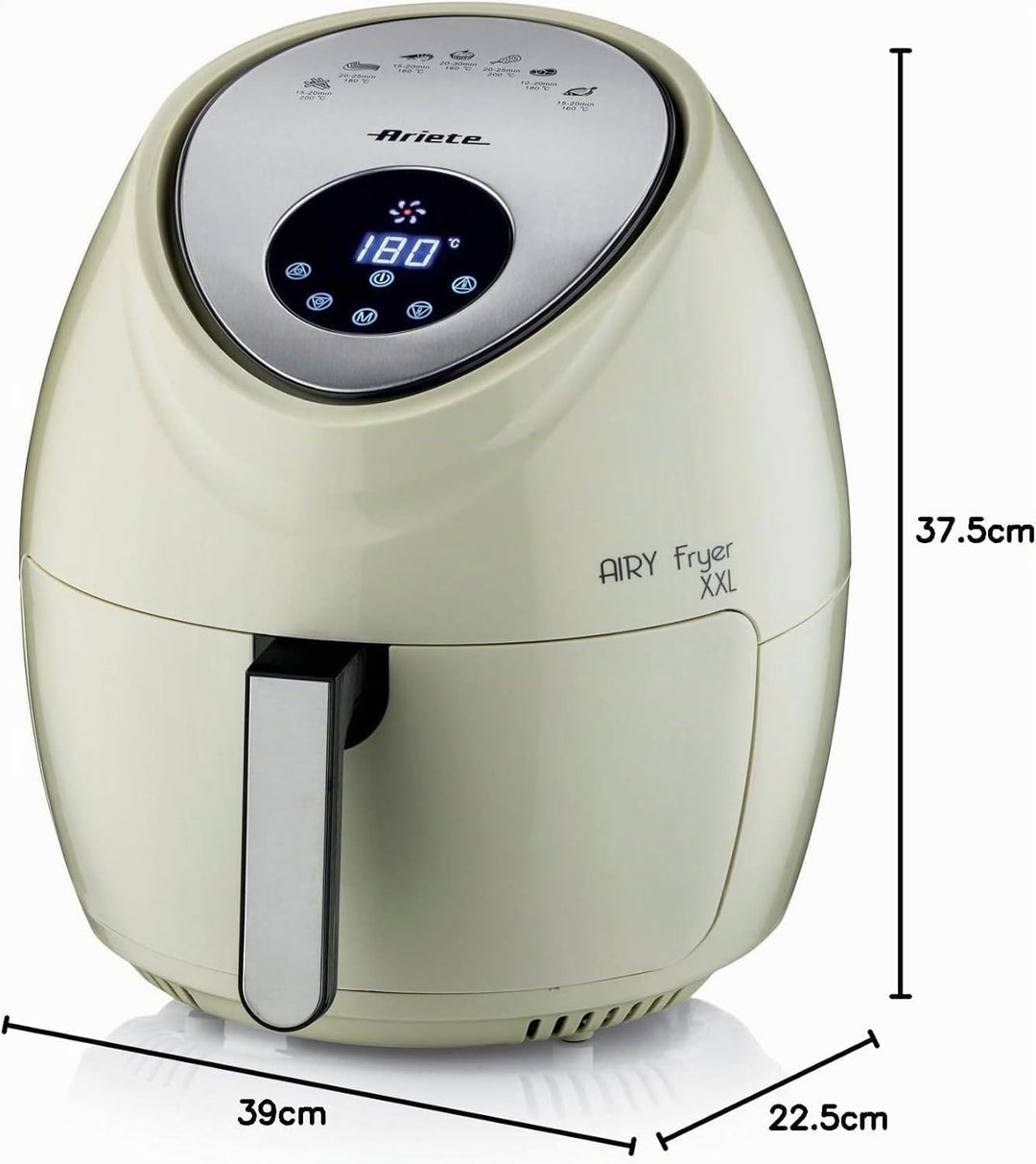 Ariete Airy Fryer XXL 4618, Heissluftfritteuse 7 Liter, 60-Minuten-Timer, LCD- und Touchscreen mit 7
