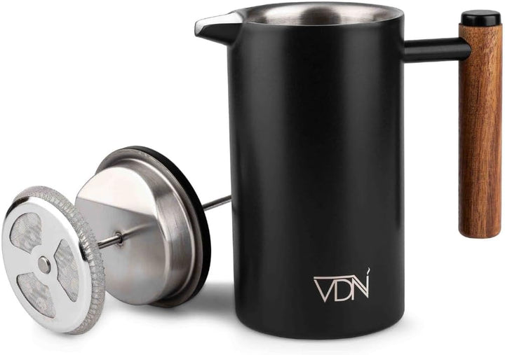 VDN French Press Edelstahl - Kaffeebereiter [700ml, 5-6 Tassen] - French Press Thermo [Doppelwandige