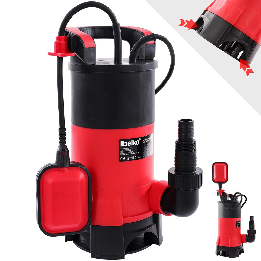 Schmutzwasserpumpe BKELSP850W (850 W, Ø35 mm Fremdkörper, 15.000 L/h Fördermenge, Schwimmerschalter,