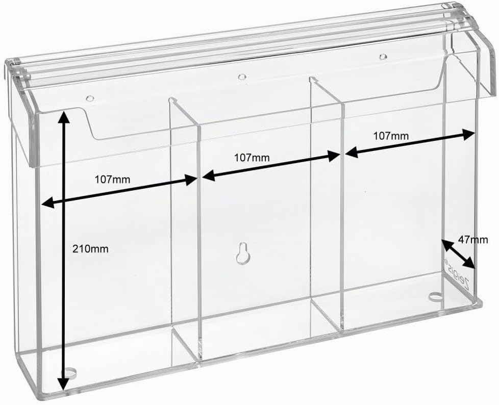 3-Fach DIN Lang Prospektbox/Prospekthalter/Flyerhalter im Hochformat, wetterfest, für Aussen, mit De