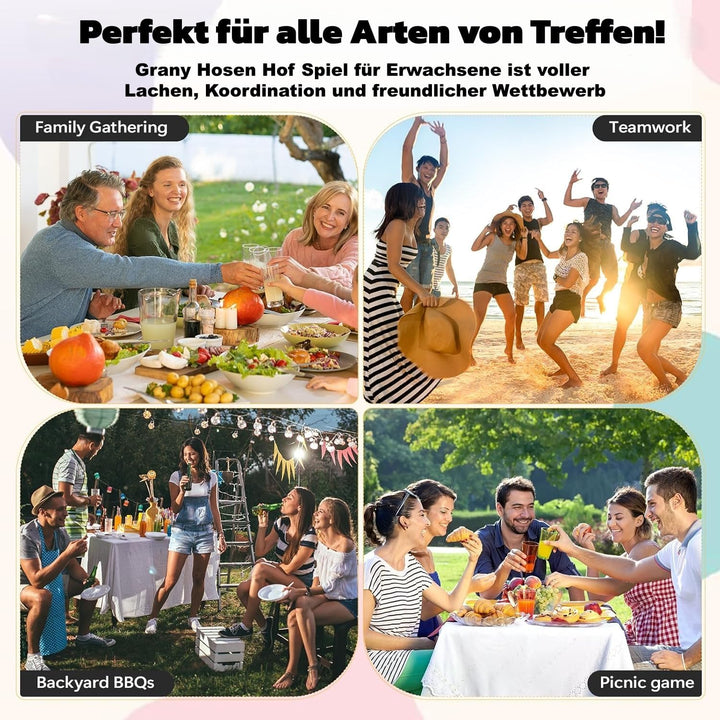 Oma-Hosen-Spiele für draussen,Granny Pants Wurfspiel, mit 4 × Hüpfbällen und 1 × Ballonpumpe, Jumbo-