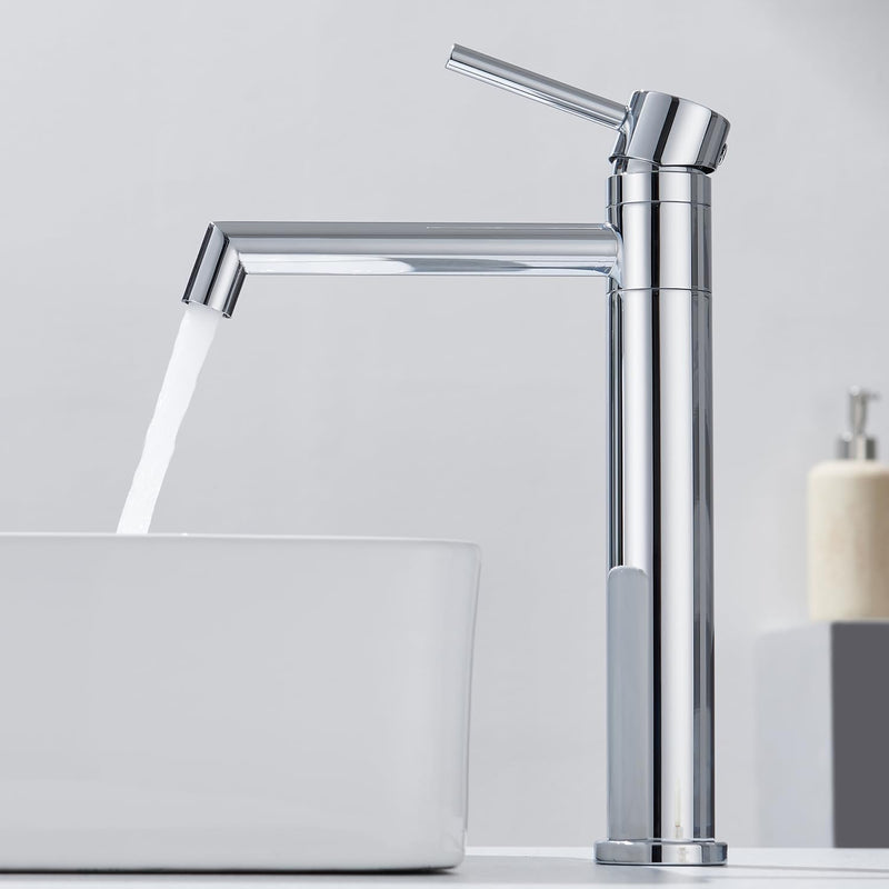 Waschtischarmatur Hoch, Ulytid Waschtisch Armatur Chrom Wasserhahn Bad 360° Schwenkbar Aufsatzbecken