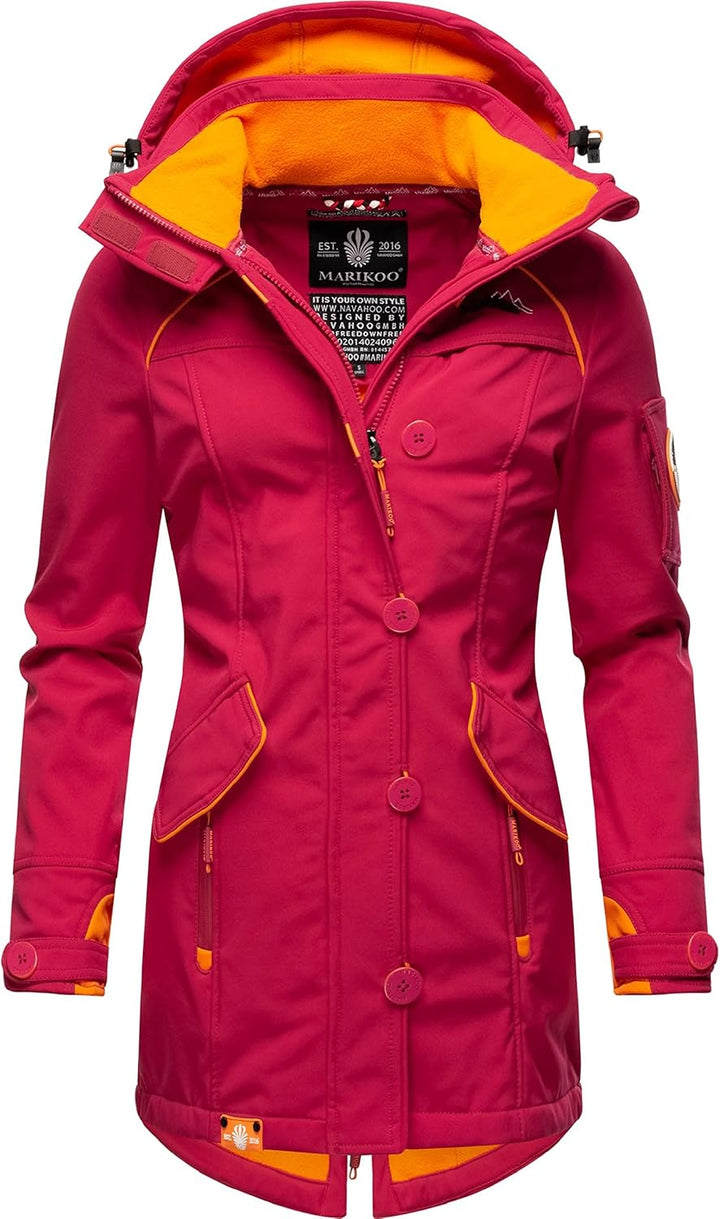 MARIKOO Damen Outdoor Parka Kurzmantel Outdoor Mantel wasserdicht mit Kapuze Soulinaa XS Fuchsia, XS