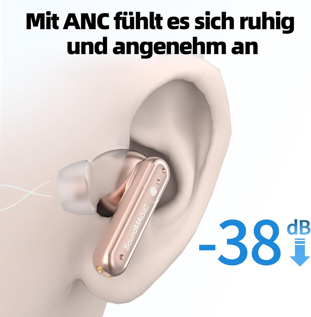 SoundMAGIC T80BT Kabellose ANC-Kopfhörer mit Hi-Res Audio, Hybrid Active Noise Cancelling, ENC für k
