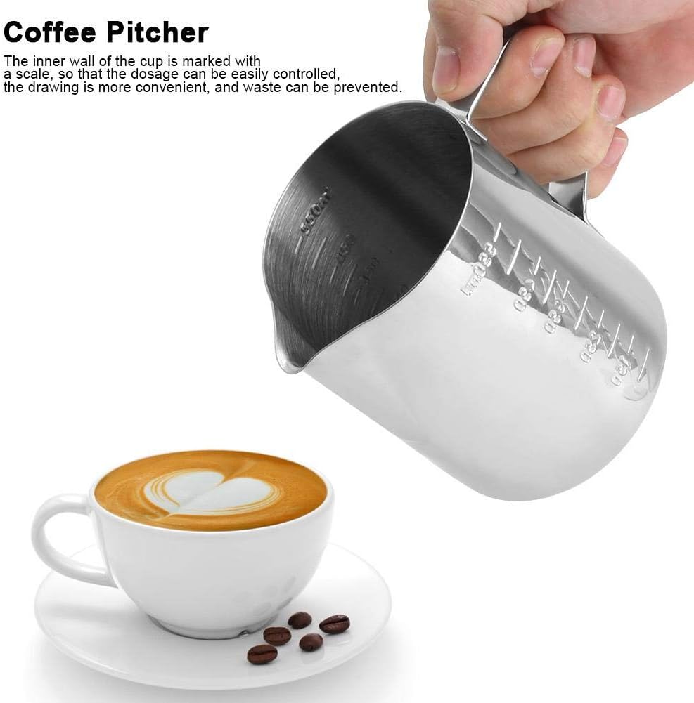 Milchaufschäumkanne, 350ml/550ml Edelstahl Milch Aufschäumen Messbecher für Barista, Cappuccino, Esp