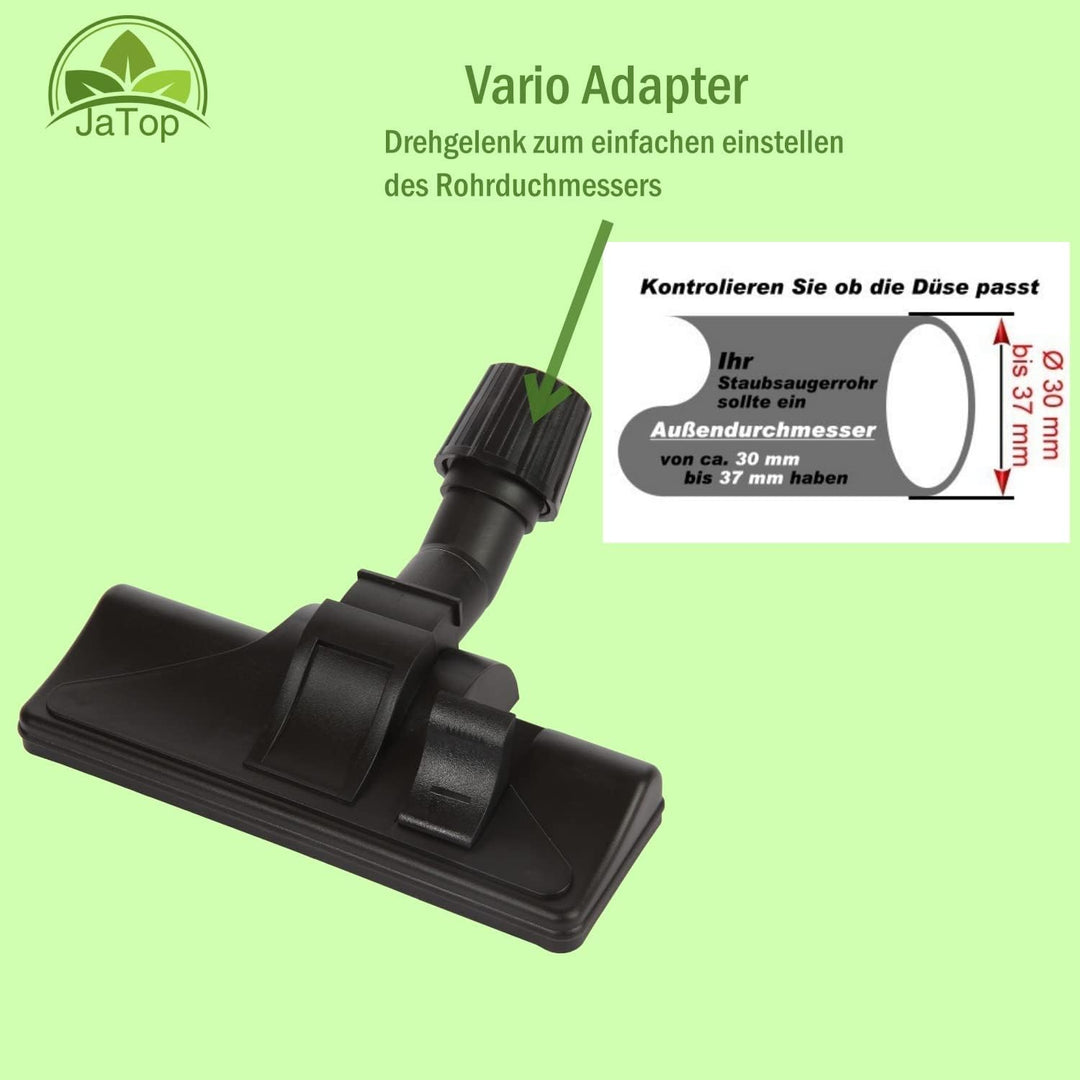 Staubsaugerdüse 37/30 mm, Universal Bodendüse mit 2 Rollen, Fadenheber und Bürste Anschluss-Adapter,
