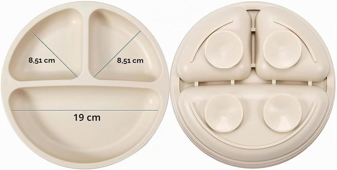 PandaEar Silikon Baby Geschirrset mit Saugnapf, 2 Unterteilt Kinderteller + 2 Saugnäpfe Baby Breisch