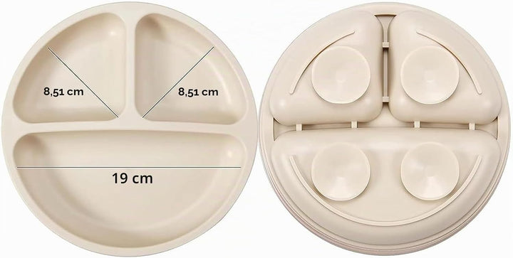 PandaEar Silikon Baby Geschirrset mit Saugnapf, 2 Unterteilt Kinderteller + 2 Saugnäpfe Baby Breisch
