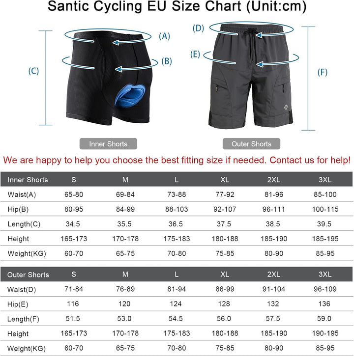 Santic Radlerhose für Herren, Radlerhose, MTB, Rennrad, mit gepolstertem Höschen, für Herren – Boden