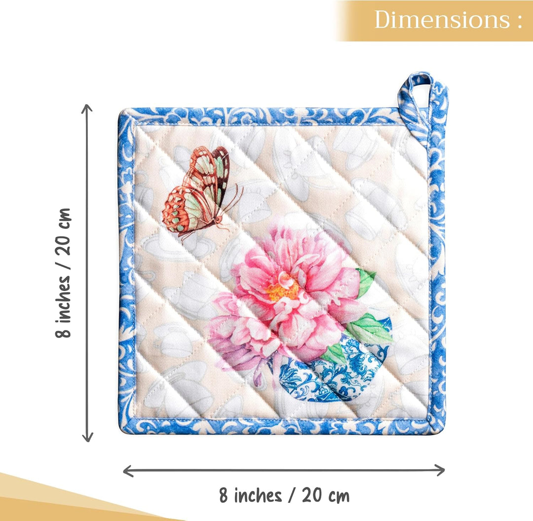 Maison d' Hermine Topflappen 100% Baumwolle hitzebeständig Set mit 2 Topflappen (20cm x 20cm) Hot Pa