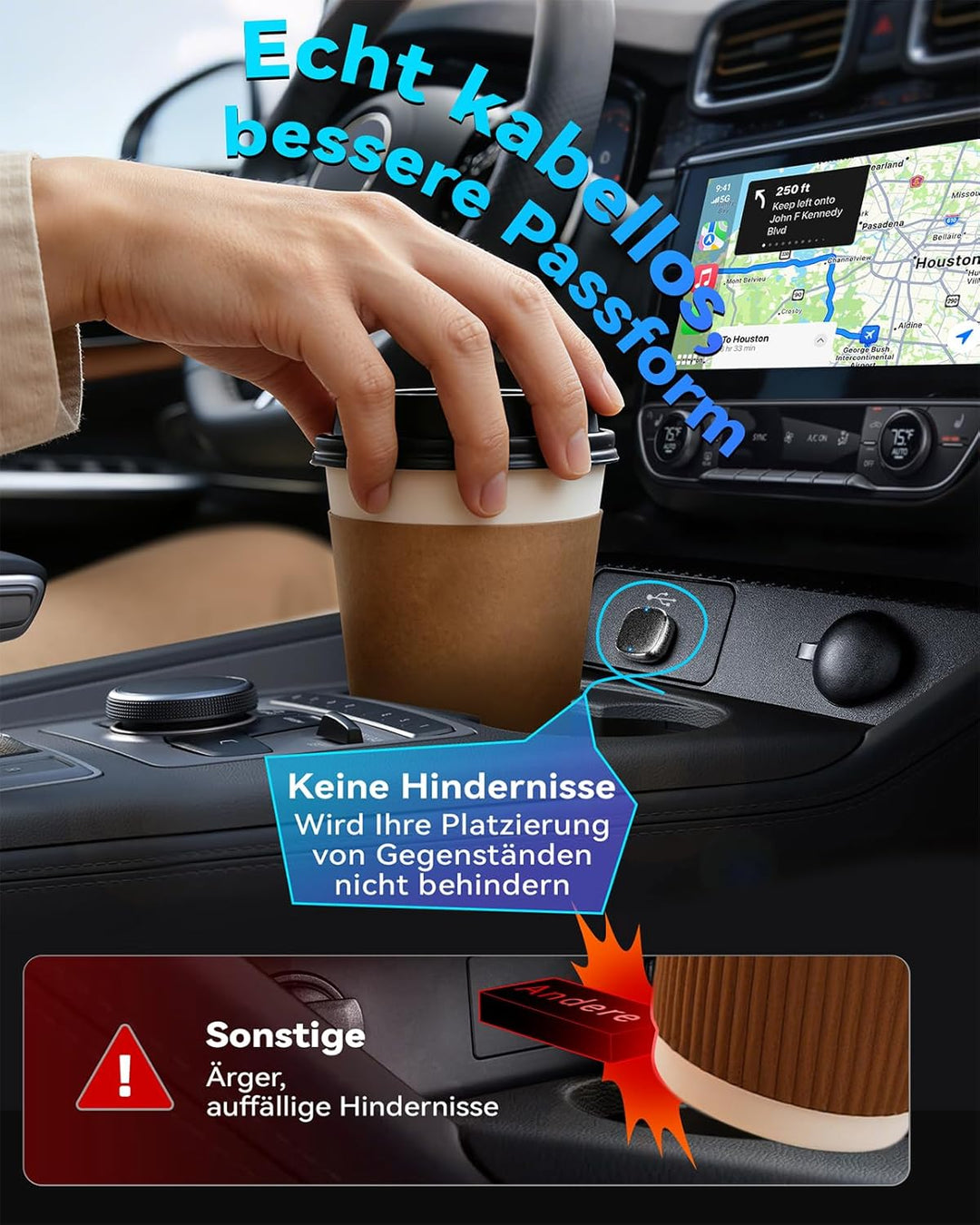 Wireless Carplay & Android Auto Adapter 2-in-1, 1-klick-Benutzerwechsel, Mavlou 2026 Ultra-Mini Dong