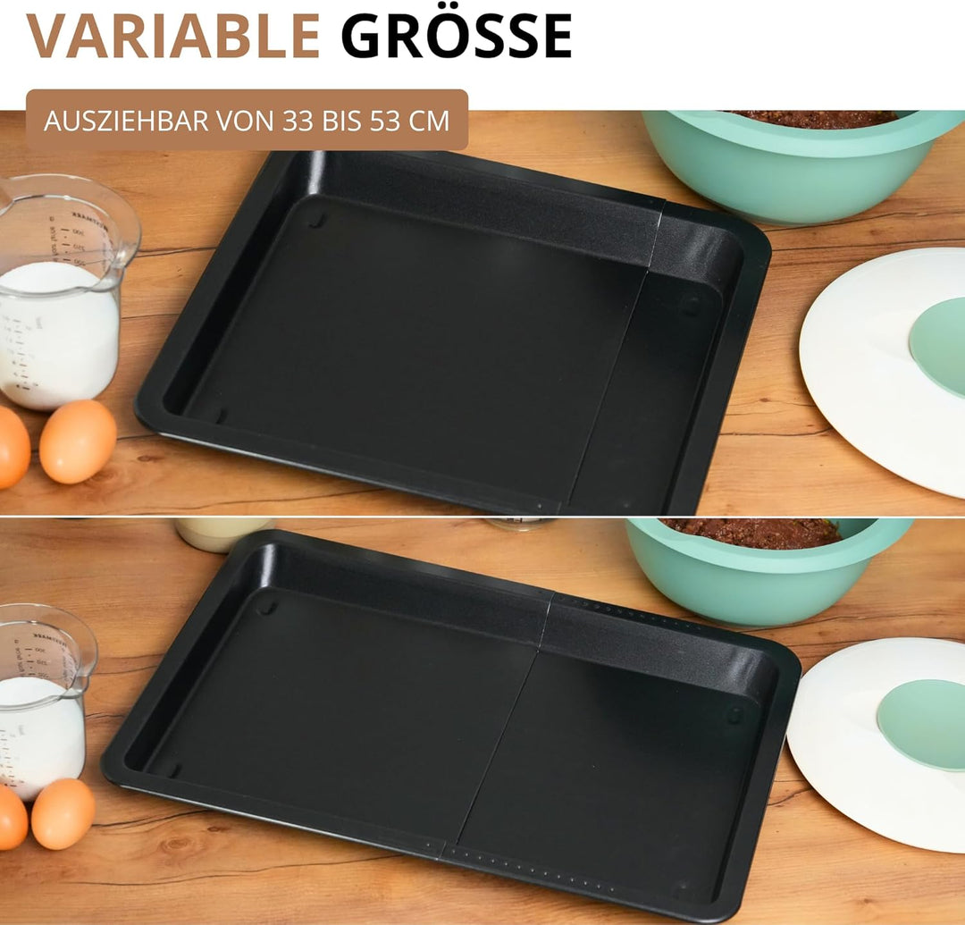Westmark ausziehbares Backblech, 33 bis 53 cm, Antihaftbeschichtet, ILAG, Kaltgewalzter Stahl, Back-