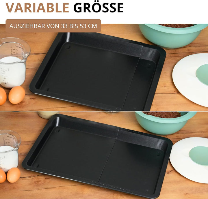 Westmark ausziehbares Backblech, 33 bis 53 cm, Antihaftbeschichtet, ILAG, Kaltgewalzter Stahl, Back-