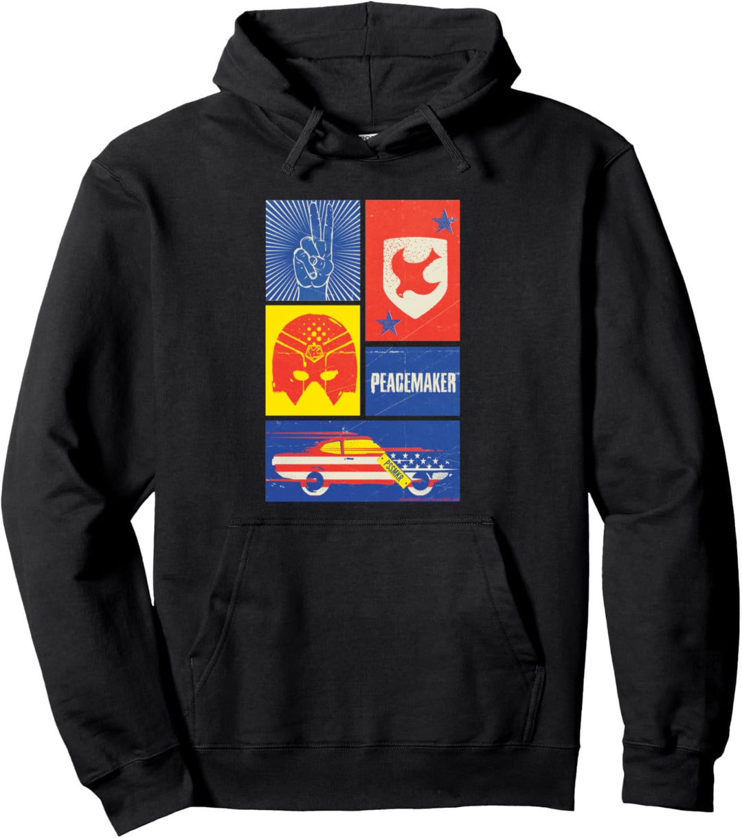 Peacemaker Sign, Shield, Helmet and Car Pullover Hoodie