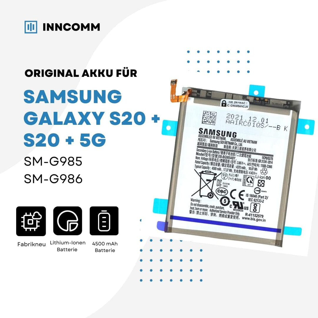 INNCOMM Original Akku für Samsung Galaxy S20+ SM-G985 / Samsung Galaxy S20+ 5G SM-G986 Original OEM