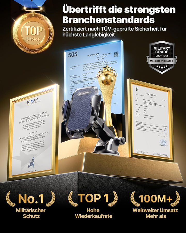 andobil Handyhalterung Auto [2025 Neueste Saugnapf] 3 in 1 Saugnapf & Lüftung Halter Universale KFZ
