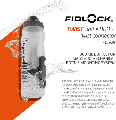 Fidlock Trinkflasche mit Verbindungsstück Twist transparent schwarz 600ml Transparent White 800 ml,