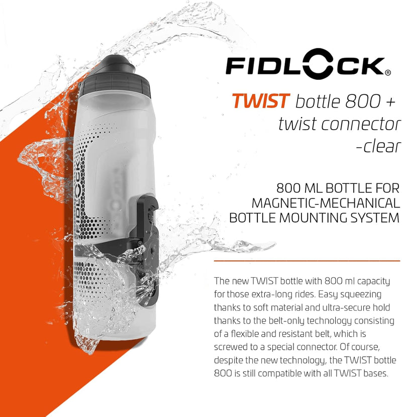 Fidlock Trinkflasche mit Verbindungsstück Twist transparent schwarz 600ml Transparent White 800 ml,