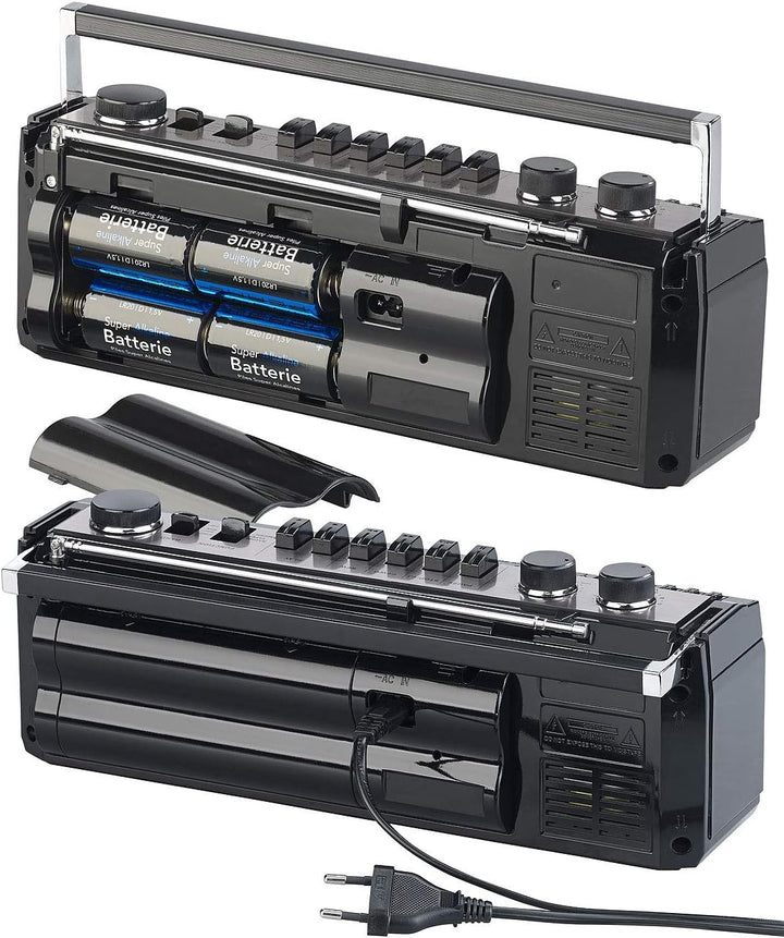 auvisio Kassettenrecorder: Retro-Boombox mit Kassetten-Player, Radio, USB, SD & Bluetooth, 8 Watt (R