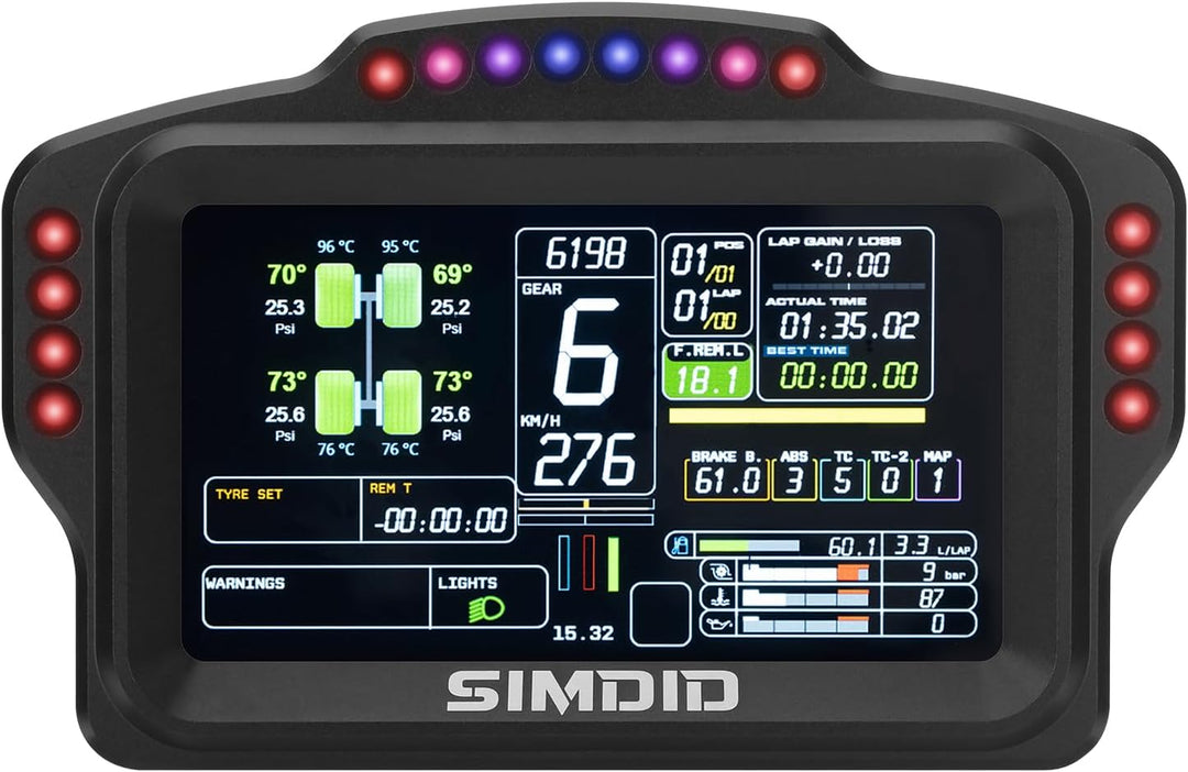 DV480 PRO V5 Dashboard SIM Rennen Dash Display mit 5" Bildschirm & 16 RGB LEDs für Simulation Rennsp