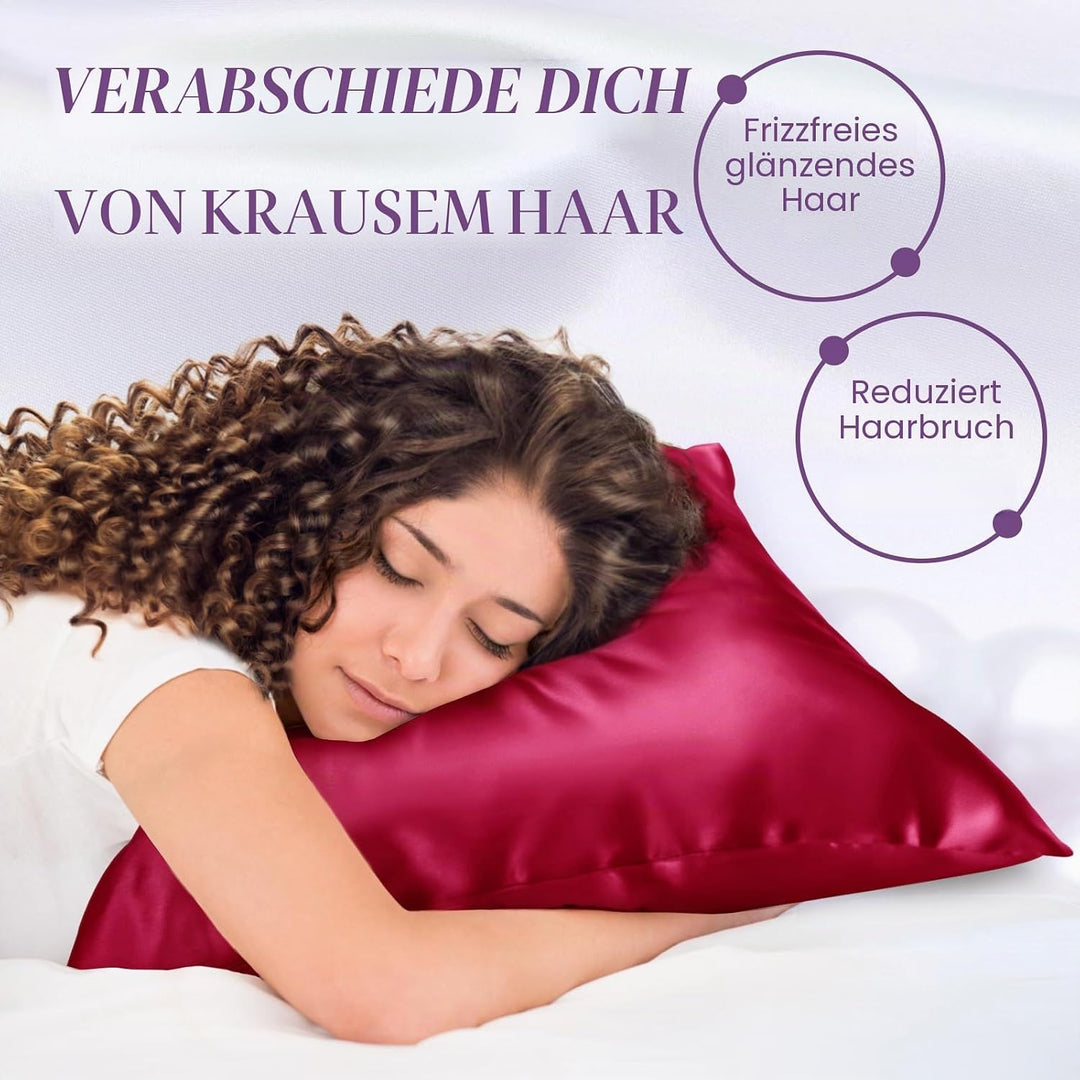 OLESILK Seide Kissenbezug Kissenhülle Haar- und Hautpflege mit Reissverschluss 16 Momme 1 Stück Wein