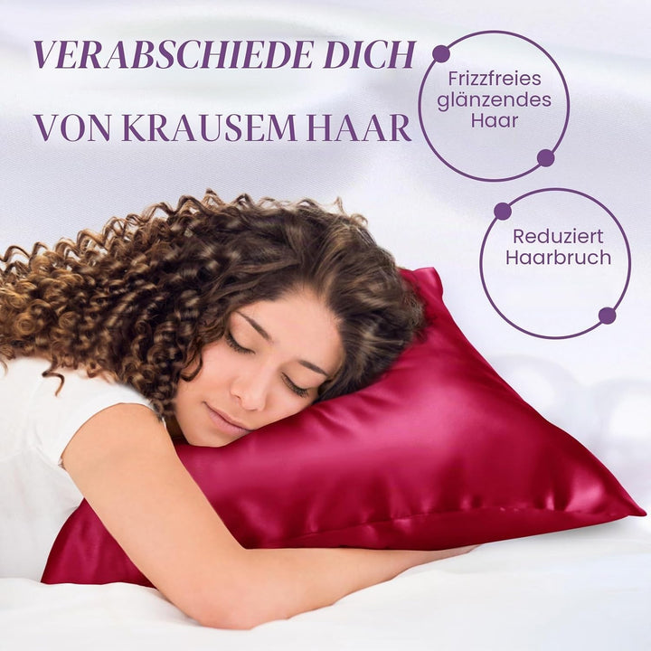 OLESILK Seide Kissenbezug Kissenhülle Haar- und Hautpflege mit Reissverschluss 16 Momme 1 Stück Wein