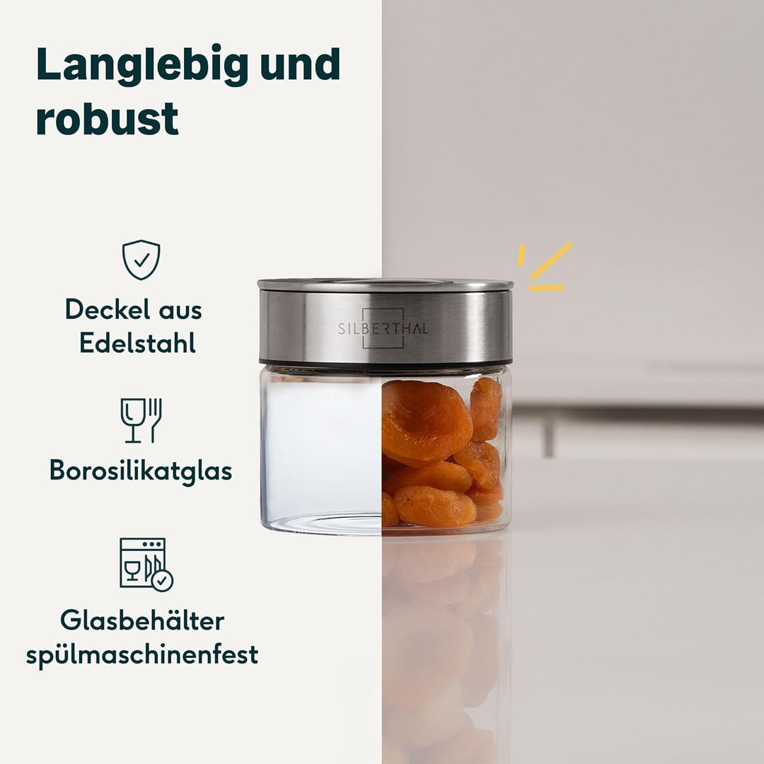 SILBERTHAL Vorratsdosen Glas mit Deckel 400 ml - Vorratsgläser für luftdichte & auslaufsichere Aufbe
