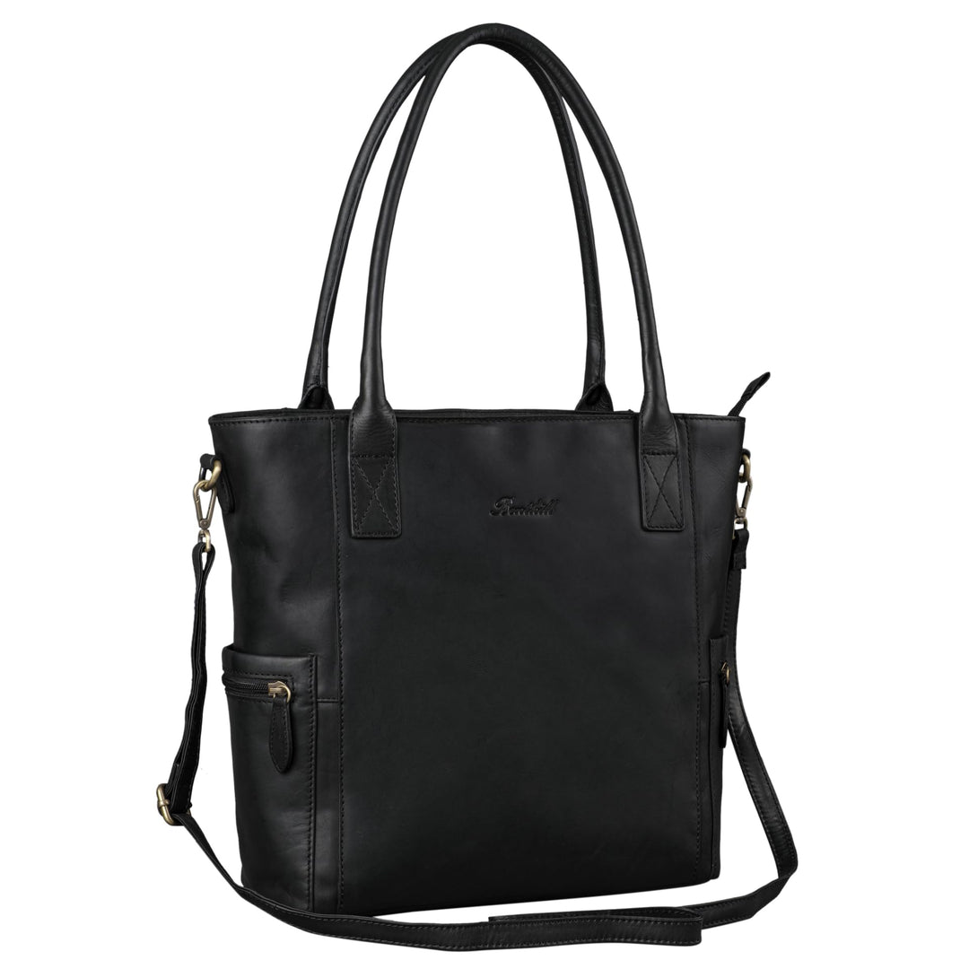 Benthill Damen Shopper Leder - Umhängetasche aus echtem Rindsleder - Handtasche mit Reissverschluss