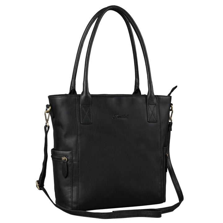 Benthill Damen Shopper Leder - Umhängetasche aus echtem Rindsleder - Handtasche mit Reissverschluss