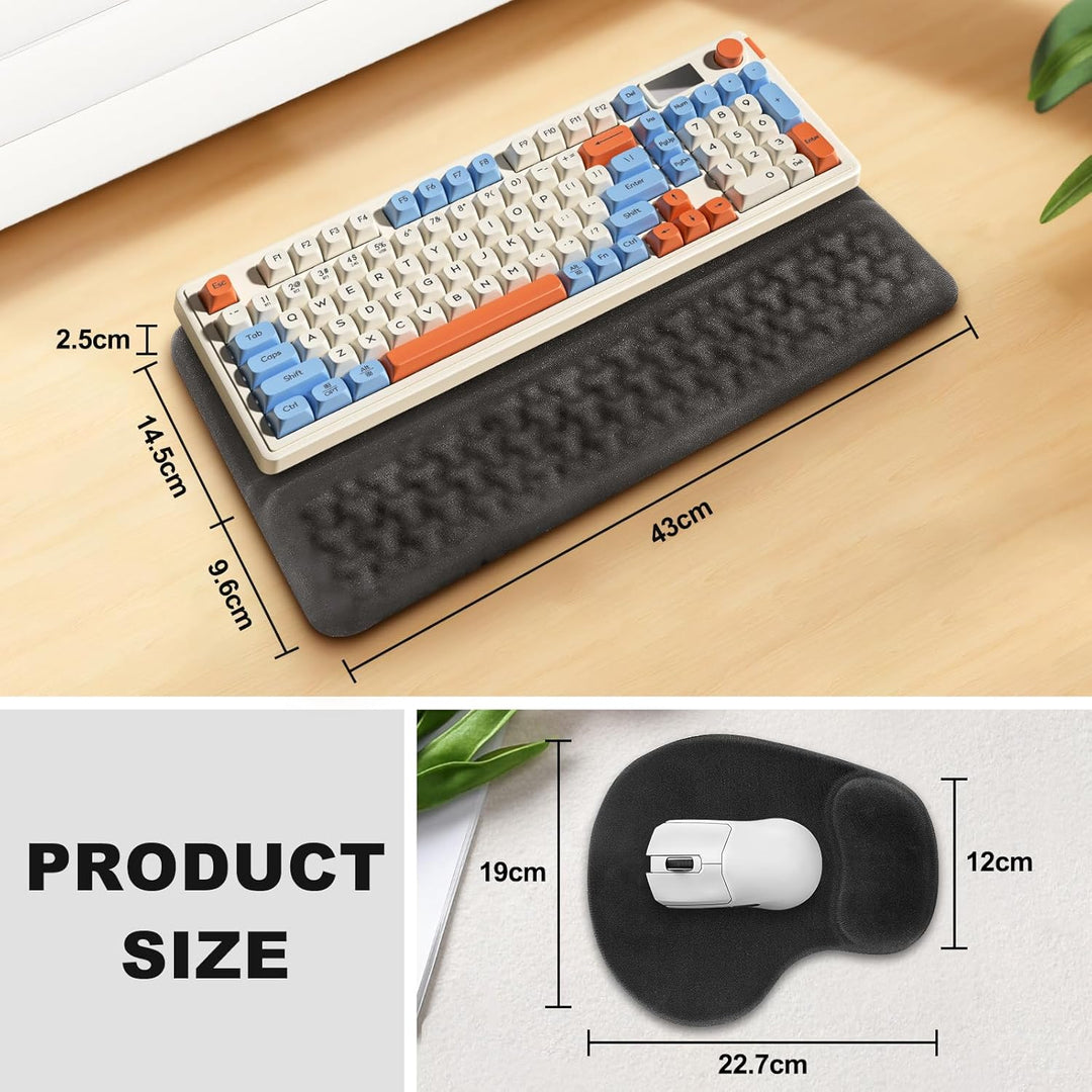 JTgugu Ergonomisches Mauspad & Tastatur unterlage mit Handballenauflage, Memory Foam Wrist Rest Set,