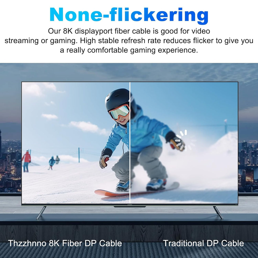 4K 8K DisplayPort Glasfaserkabel 15M, Fibre Optic DP auf DP 1.4 Kabel, 8K@30Hz, 4K@120Hz/144Hz, 2K@1
