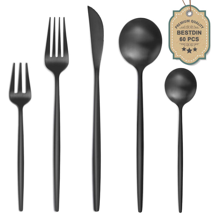Bestdin Besteck Set, 60 teilig Besteck Set 12 Personen, Edelstahl Besteckset mit Messer Gabel Löffel