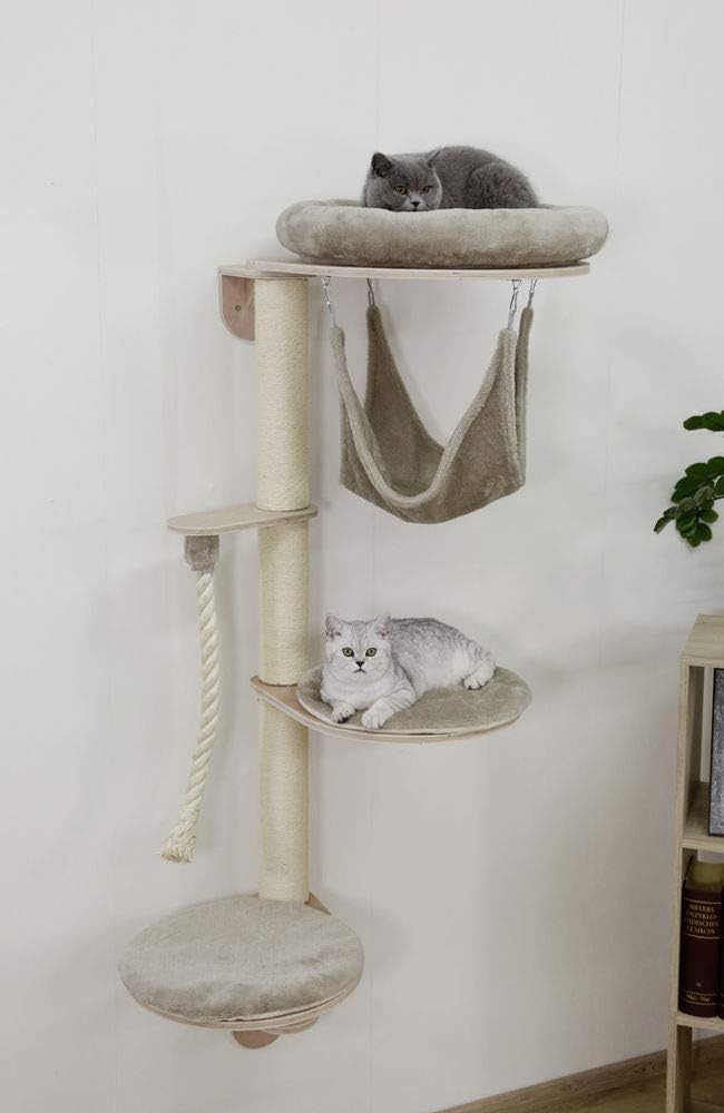 Kerbl Pet Katzenkratzbaum Dolomit Grappa, Katzenliegeplatz, zur Wandmontage, Taupe, 80x66x158cm, Sis