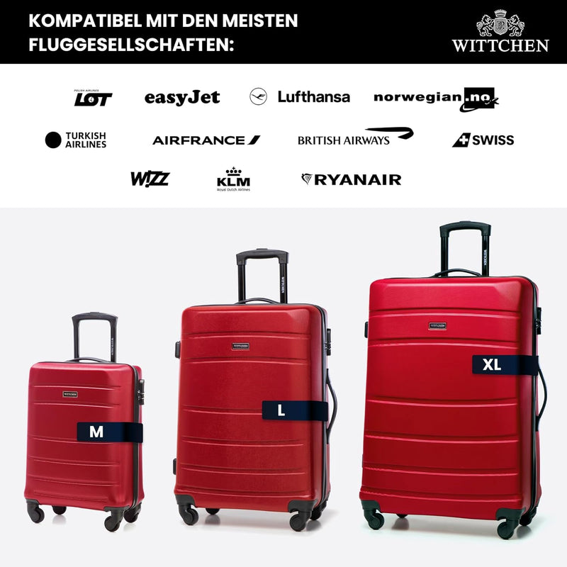 WITTCHEN Kosmetikkoffer Reisekoffer aus ABS Rot 56-3A-654-35 Rot Kosmetikkoffer, Rot Kosmetikkoffer