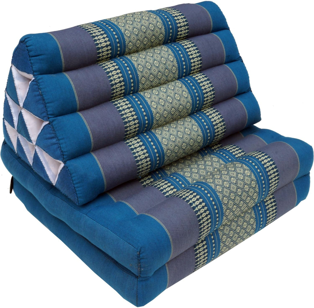 GURU SHOP Thaikissen, Dreieckskissen, Kapok, Tagesbett mit 2 Auflagen - Türkis/grau, 30x50x120 cm, T