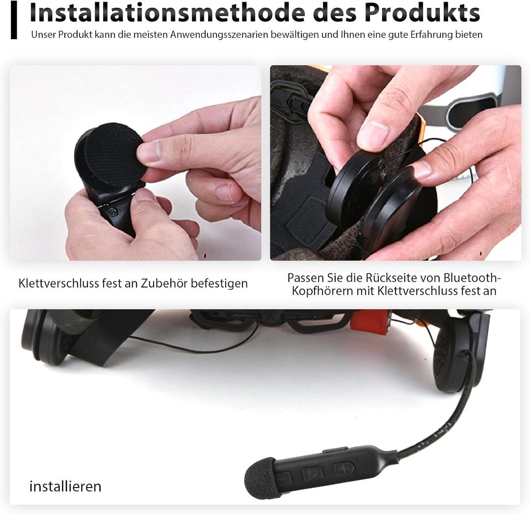 Motorrad Helm Kopfhörer Bluetooth, Motorradhelm Wireless Headset Bluetooth 5.0 Gegensprechanlage Mot