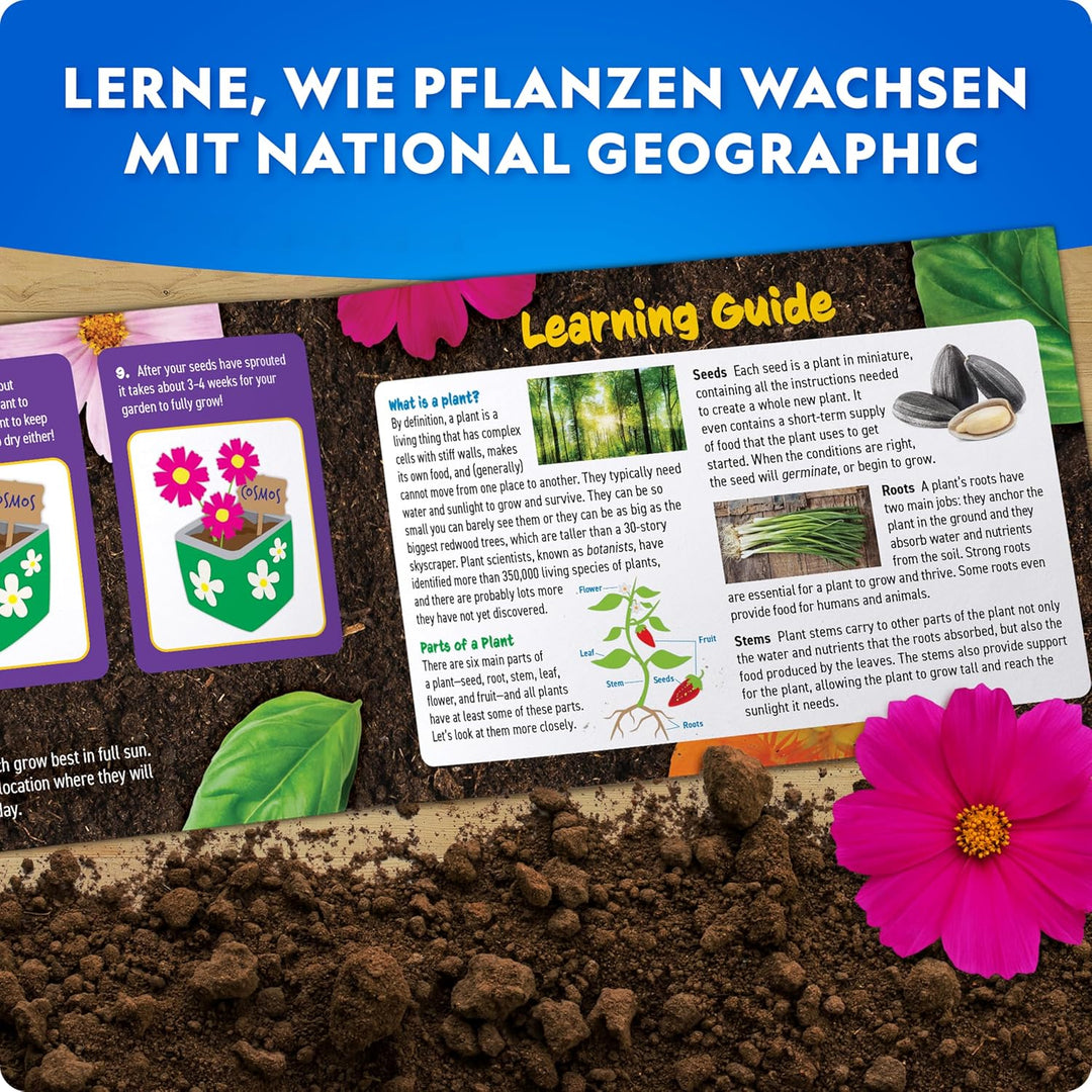 Blue Marble National Geographic Garten-Set für Kinder – Pflanzset mit 3 Edelstahltöpfen, Farben & Au