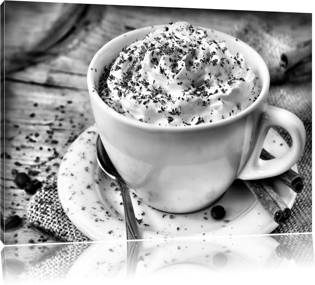 Pixxprint Kaffee mit viel Creme als Leinwandbild/Grösse: 100x70 / Wandbild/Kunstdruck/fertig bespann