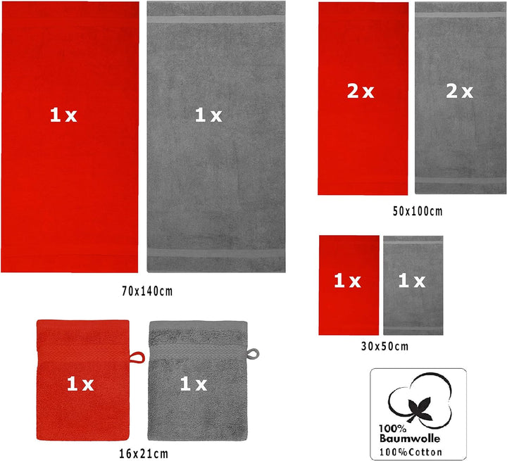 Betz Premium Frottier Handtuch-Set 10-teilig - 2X Duschtücher - 4X Handtücher - 2X Gästetücher - 2X