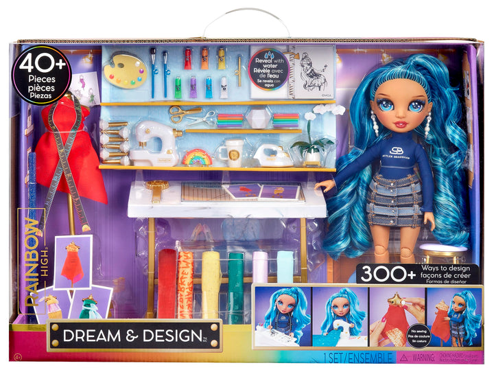 Rainbow High Dream & Design Fashion Studio Spielset - Modedesigner-Spielset mit Blauer Skyler Bradsh