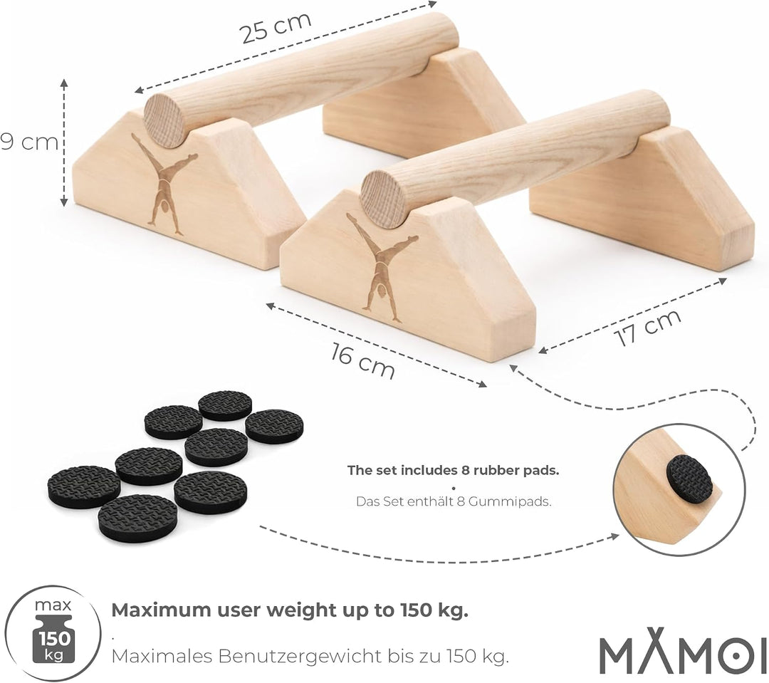 MAMOI® Parallettes zum Trainieren, Calisthenics, Liegestützgriffe, Fitness, Trainingsbarren, stabil