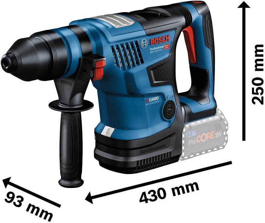Bosch Professional BITURBO Akku-Bohrhammer GBH 18V-34 CF (mit SDS plus Wechselfutter, 5,8 J, inkl. B