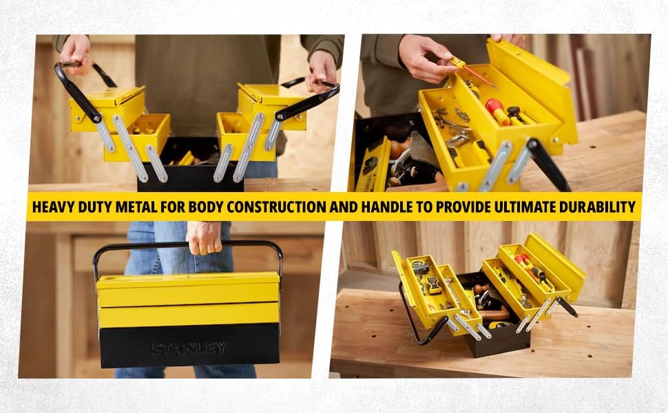 Stanley Werkzeugbox / Werkzeugkoffer CantiLever (47.70 x 25.70 x 22.10 cm), mit Klemmschutz für Werk