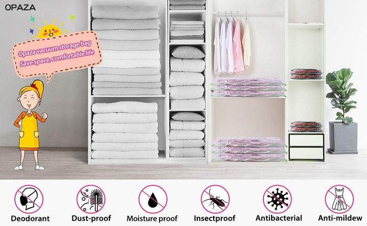 Opaza Vacuum Storage Bags, 6 Pack (2 Jumbo-130x100 cm + 2 Large-110x80 cm + 2 Medium-80x60cm) Airtig