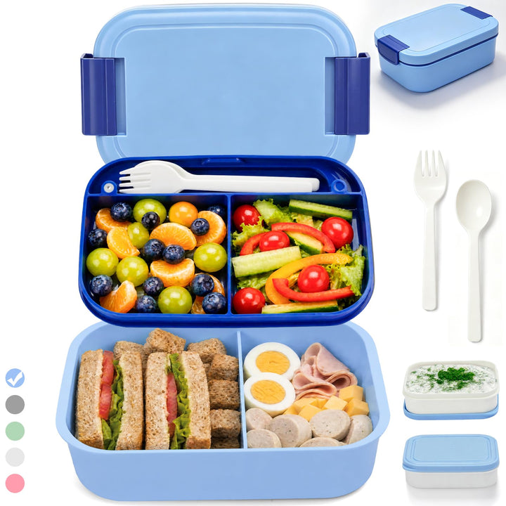 BIBURY Brotdose für Kinder und Erwachsene Mit Fächern, 1960 ML BPA-Frei, Auslaufsicher Lunchbox, Ben